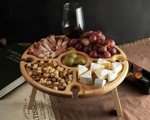 Round Wooden Serving Tray Table, 30 cm Diameter - Image 3