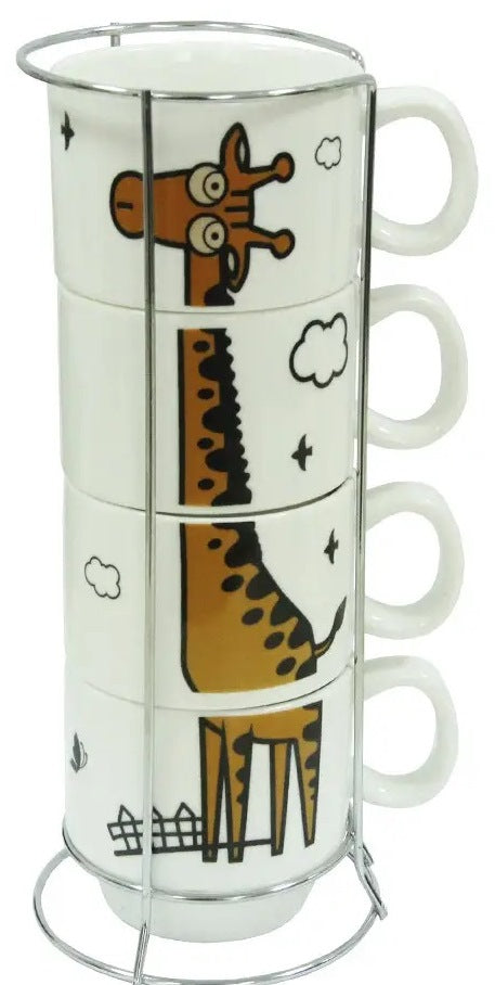 Olens 35191-5 Giraffe Tea Set with Stand, 4 x 150 mL
