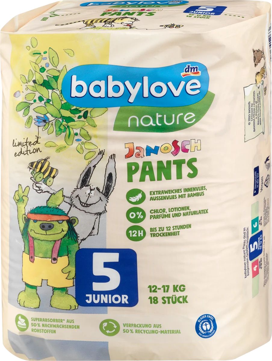 Babylove Nature Size 5 Baby Pull-Up Diaper Pants, 12-17 kg, 18 pcs