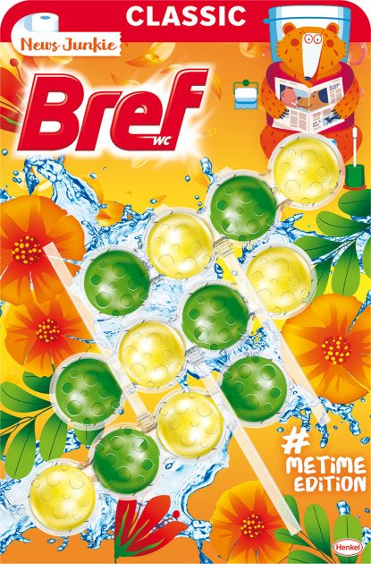 Bref Power Aktiv News Fan Toilet Rim Blocks, 3 x 50 g