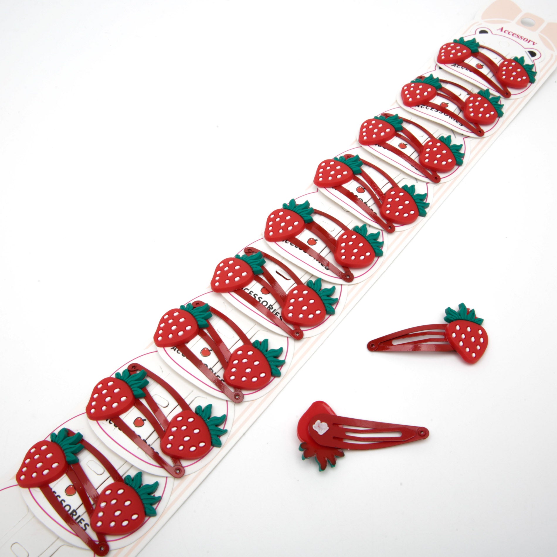 Kids' Strawberry Silicone Snap Hair Clips 6-4045, 2 pcs, 5.5 x 3 cm
