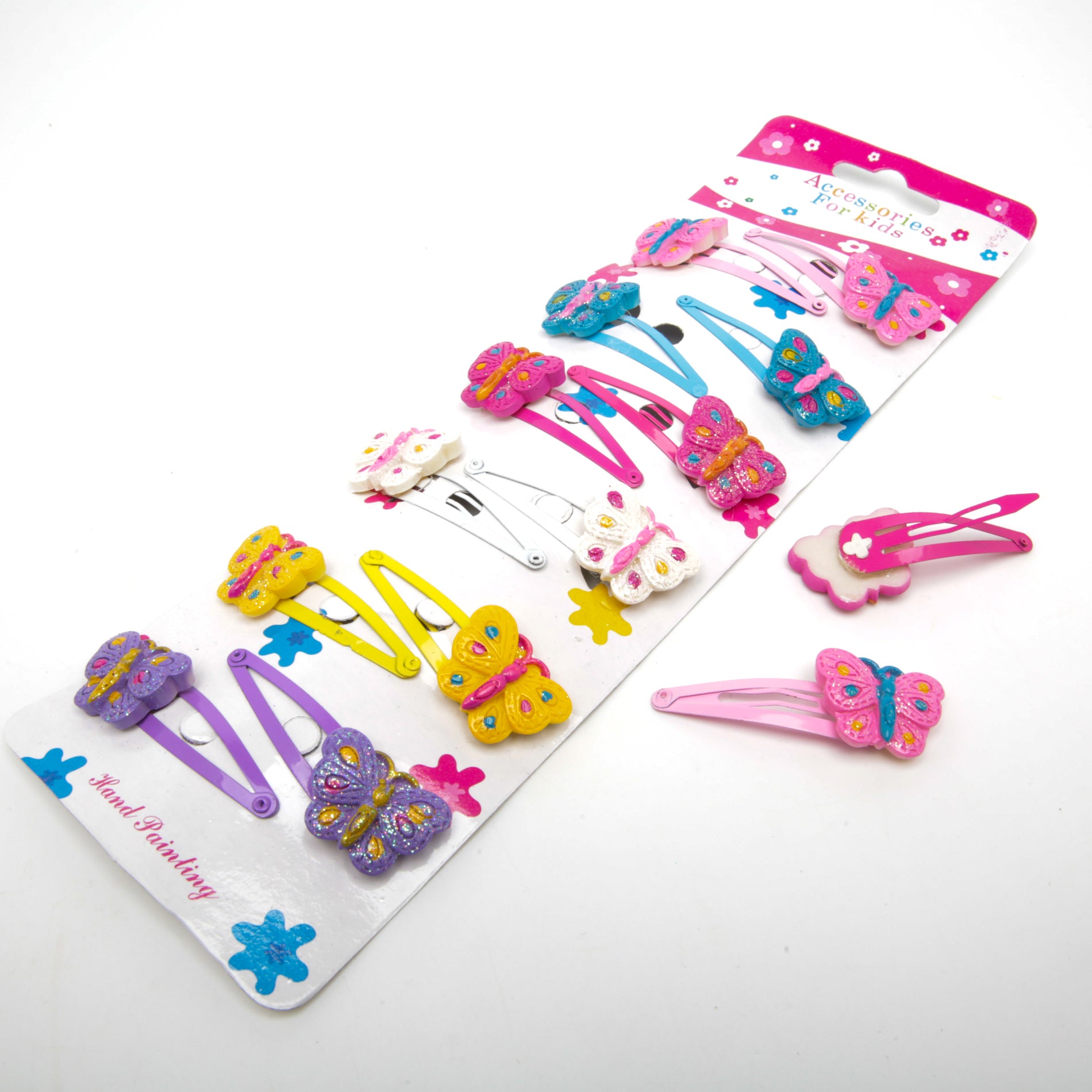 Kids' Colored Butterfly Snap Hair Clips 6-4580, 2 pcs, 5.5 x 2 cm