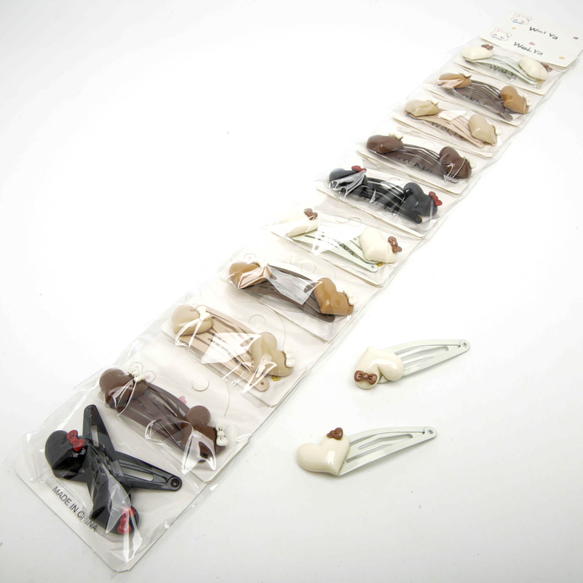 Kids' Heart Snap Hair Clips 6-5158, 2 pcs, 5.5 x 1.8 cm