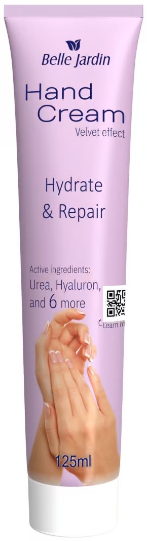 Belle Jardin Hydrate & Repair Hand & Nail Cream with Urea & Hyaluronic Acid, 125 mL