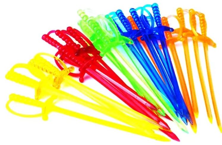 Sword-Shaped Colored Plastic Skewers, 50 pcs