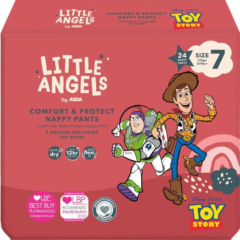 Asda Little Angels Comfort & Protect Size 7 Baby Pull-Up Diaper Pants, 17+ kg, 24 pcs