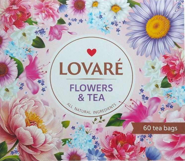 Lovare Flowers & Tea Assorted Tea Collection, 12 Varieties, 5 Tea Bags Each