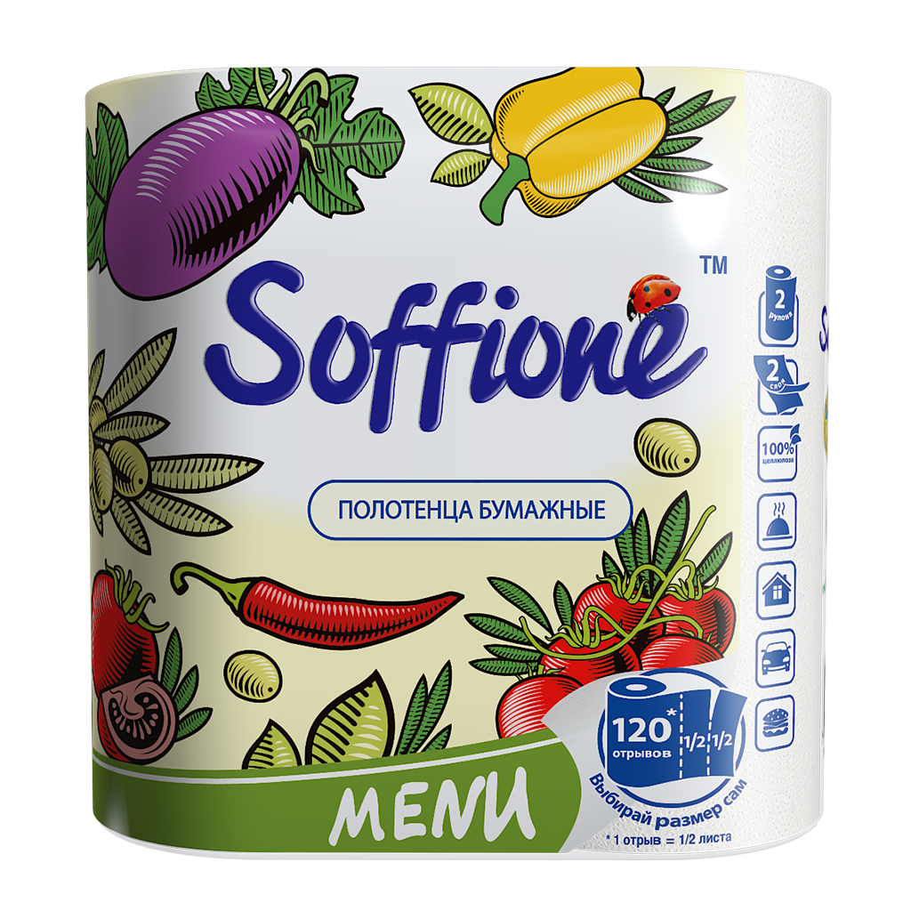 Soffione Menu Paper Towels, 2 Rolls
