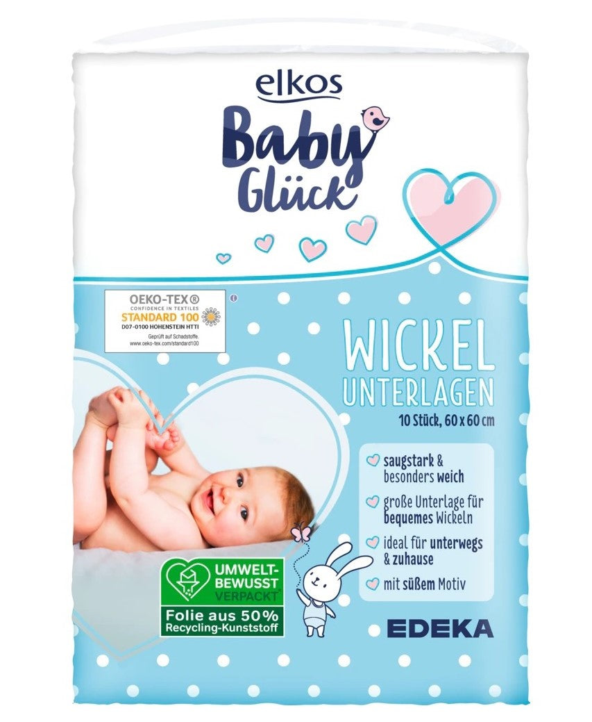 Elkos Baby Glück Baby Changing Pads, 60 x 60 cm, 10 pcs