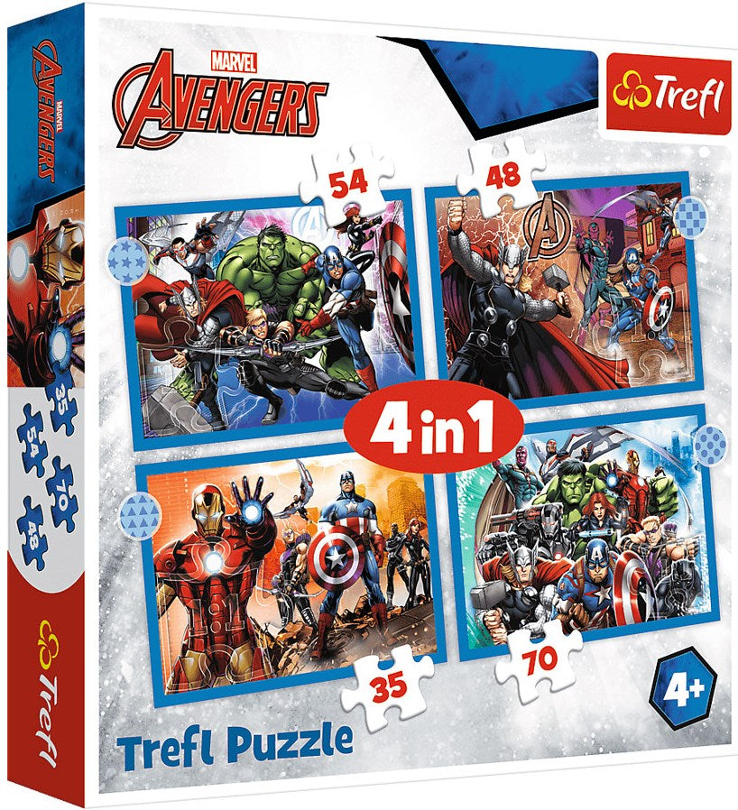 Trefl 34386 Marvel Brave Avengers 4-in-1 Puzzle