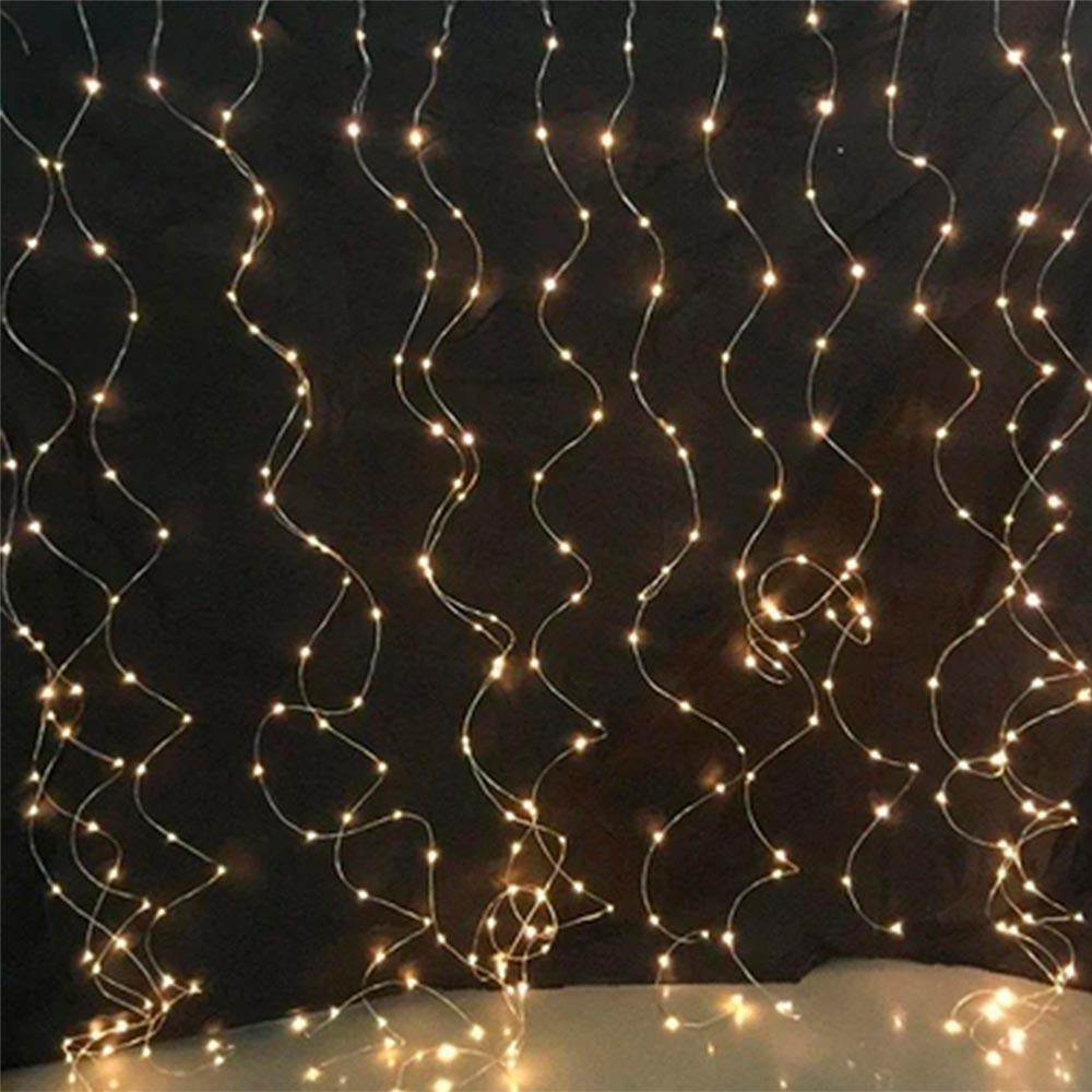 Wire Curtain String Lights ZABI-31 3 x 3 G Dew Rays 3 x 3 m, Battery-Powered with USB, gold