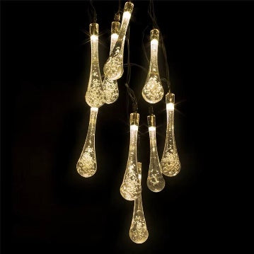 String Lights with Crystal Icicles 2 m, 20 pcs, rechargeable battery + USB