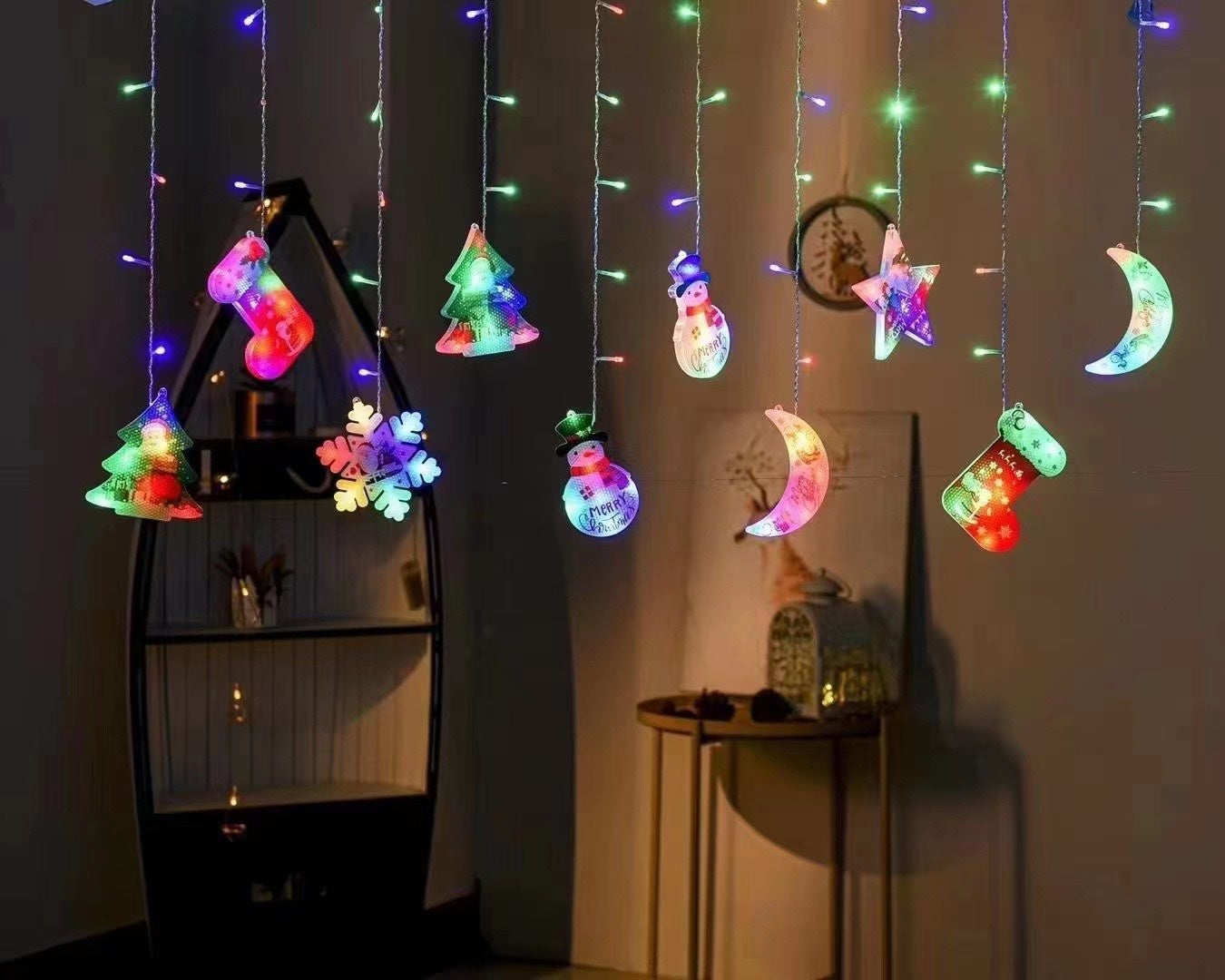 XR-11 M LED Curtain String Lights with 3D Figures, 10 pcs