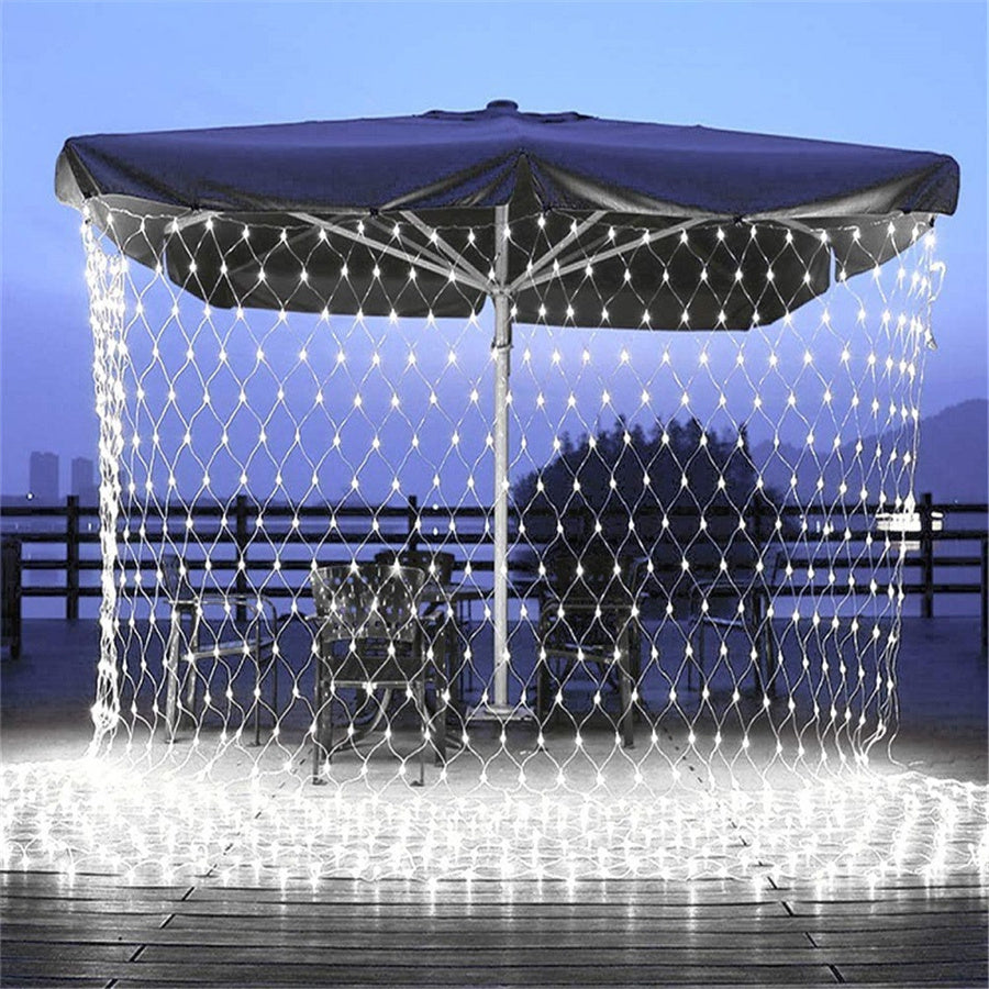 RV-81 W Net String Lights, Transparent Cord, White, 2 x 2 m, 120 L