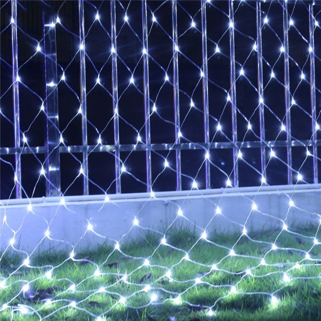 RV-81 W Net String Lights, Transparent Cord, White, 2 x 2 m, 120 L - Image 2