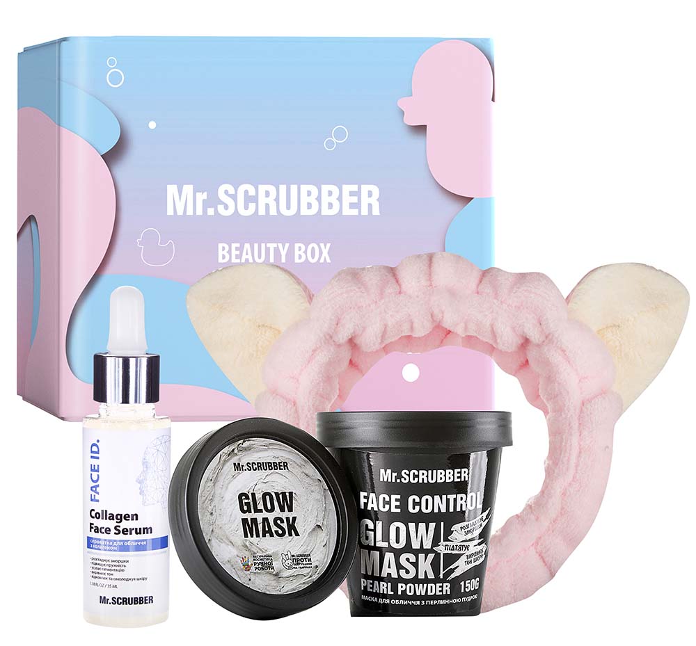 Mr.Scrubber Glow & Moisture Women's Gift Set: Face Mask 150 g + Face Serum 35 mL + Hairband