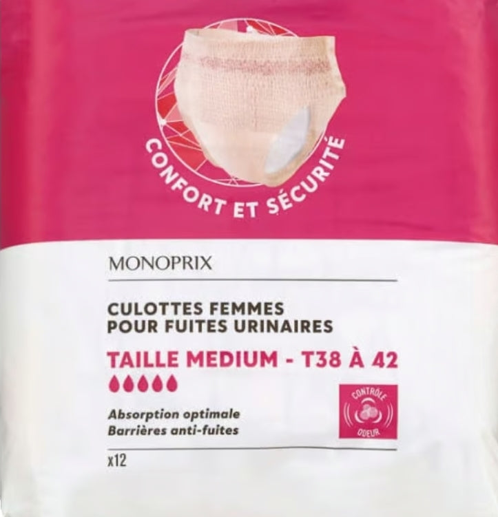 Monoprix Women's Size M Urological Underwear, 70-100 cm, 12 pcs