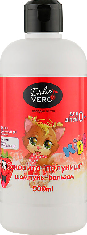 Dolce Vero Juicy Strawberry Kids Shampoo & Conditioner, 500 mL