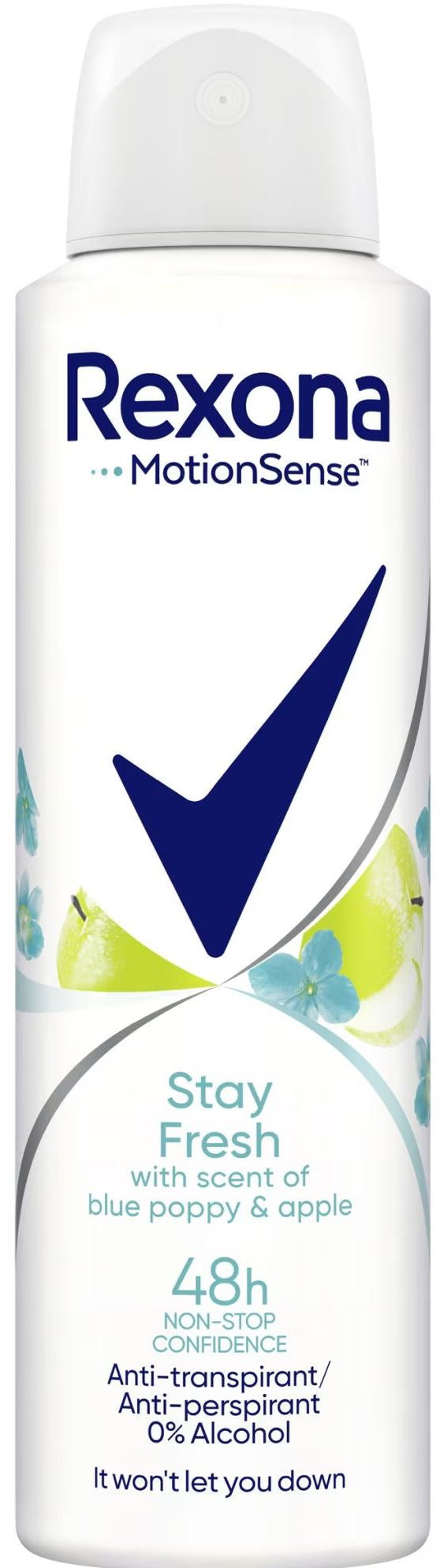 Rexona Blue Poppy & Apple Women's Antiperspirant Deodorant, 150 mL