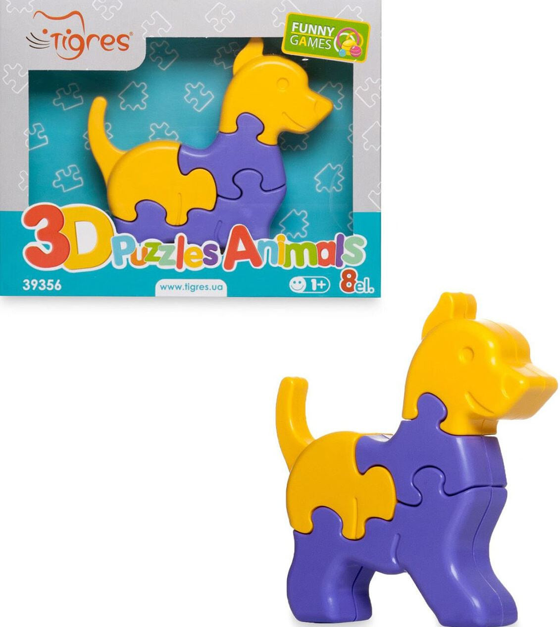 Tigres 39356 3D Animals Puzzle, 8 pcs