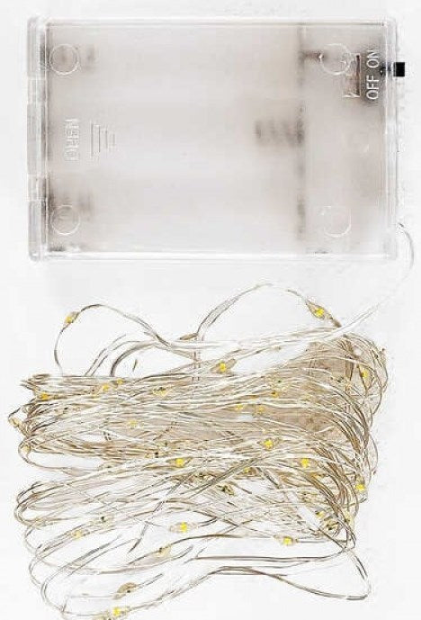 D 36019 Battery-Powered String Lights, Yellow Light, 1 Mode, 5.25 m