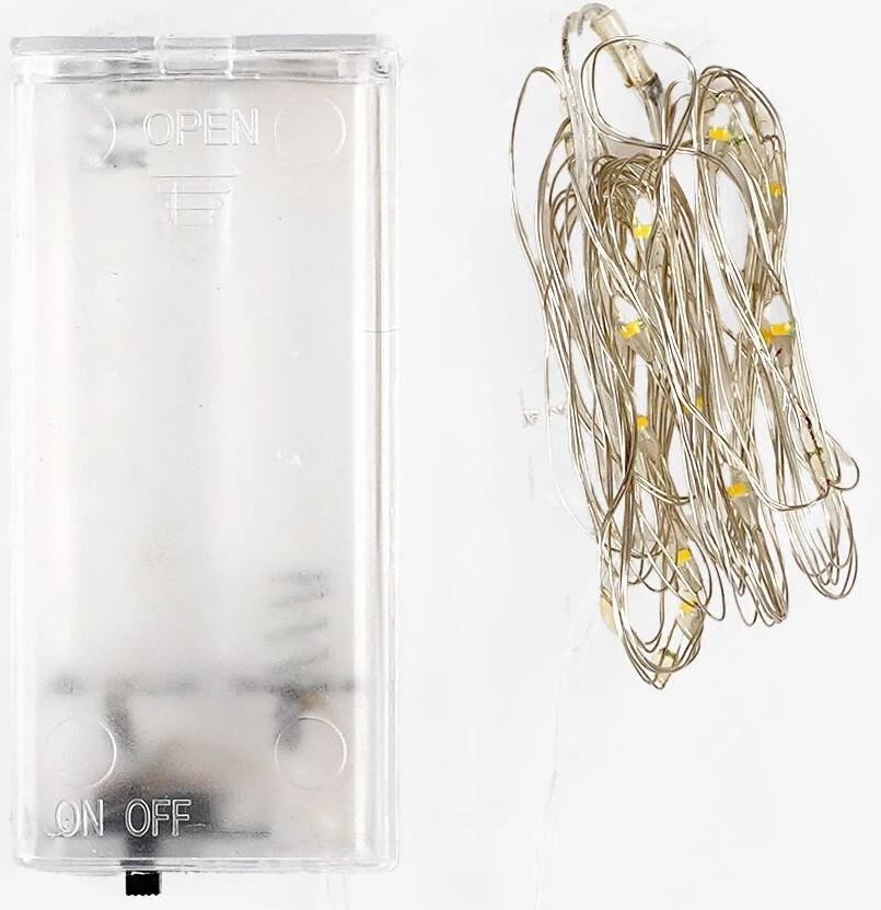 D 36020 Battery-Powered String Lights, Yellow Light, 1 Mode, 1.9 m