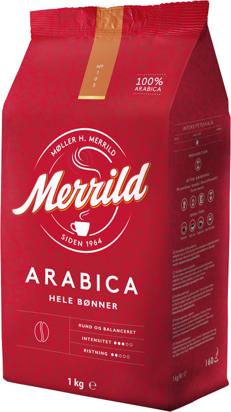 Merrild Arabica Whole Bean Coffee, 1 kg