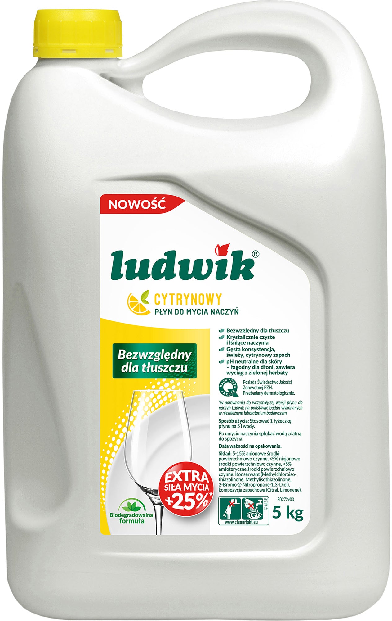 Ludwik Lemon Dishwashing Liquid, 5 kg