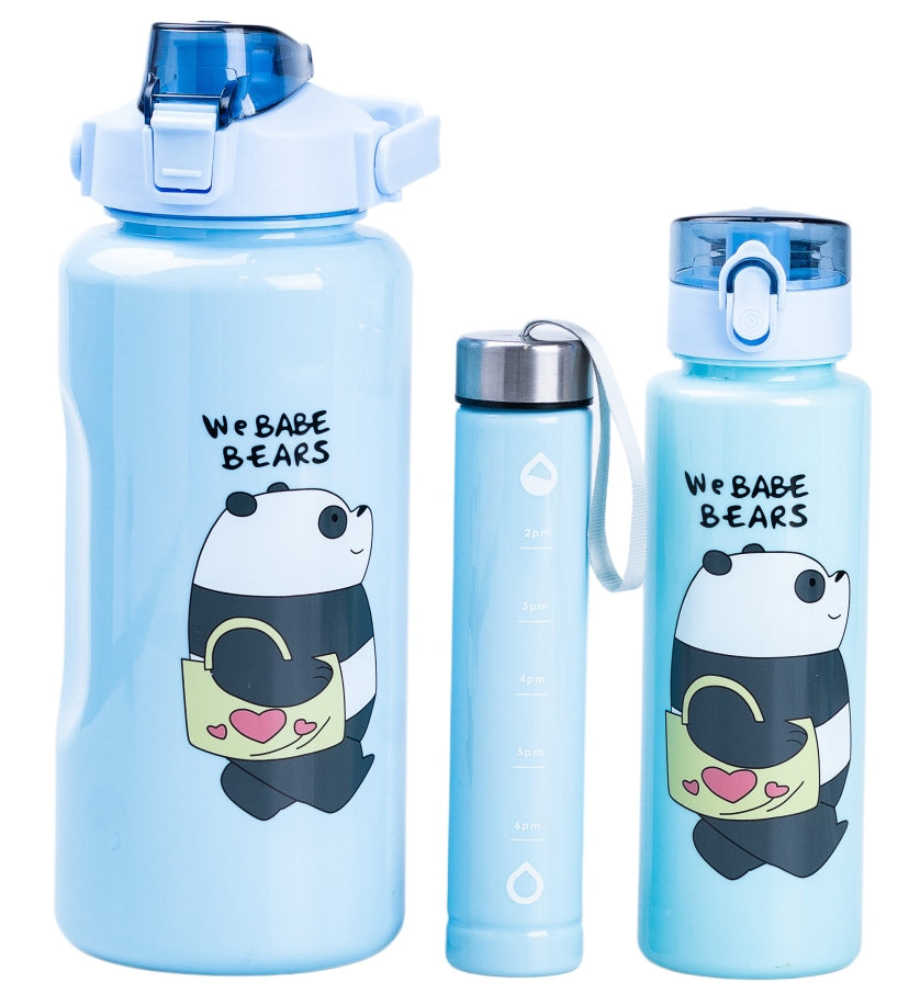 We Babe Bears Light Blue 3-in-1 Water Bottle Set, 300 mL, 700 mL & 2 L