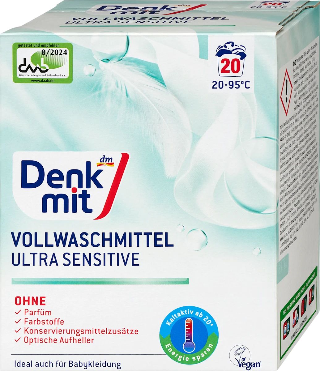 Denkmit Voll Ultra Sensitive Laundry Detergent Powder, 20 Loads, 1.35 kg