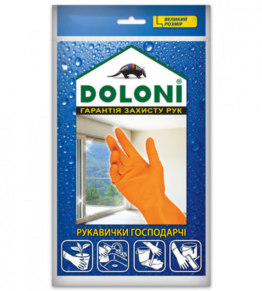 Doloni Household Orange Latex Gloves, Size L, 1 pair - Image 2