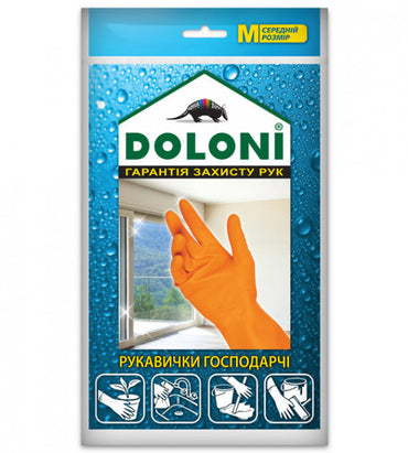 Doloni Household Orange Latex Gloves, Size M, 1 pair - Image 2