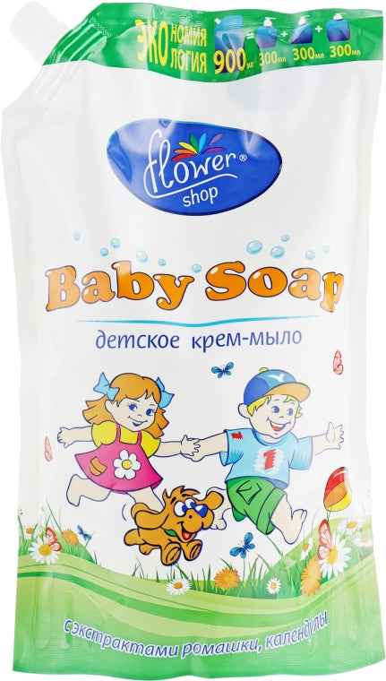 Flower Shop with Chamomile & Calendula Kids Liquid Cream Soap Refill Pouch, 900 mL