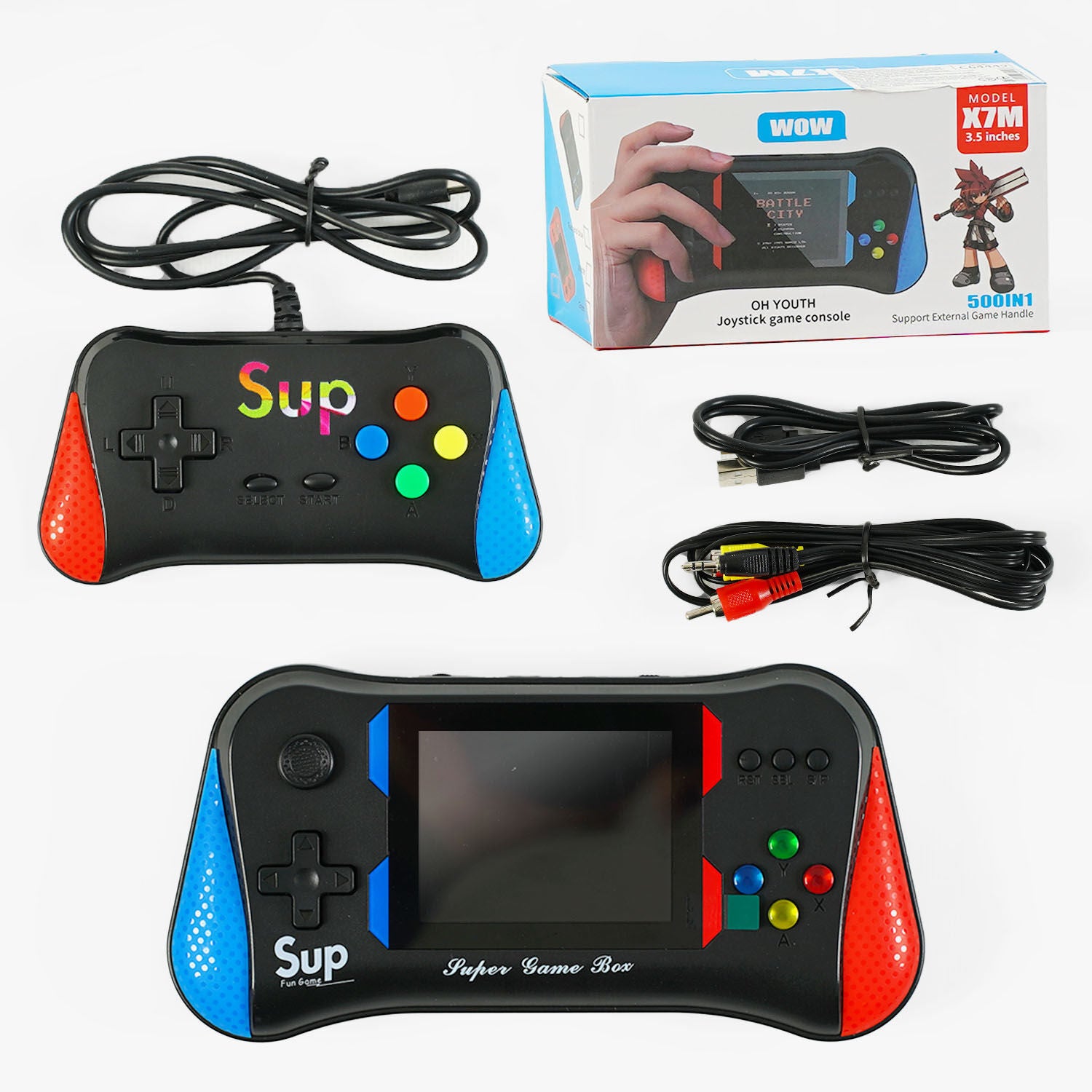 C64449 500-in-1 Interactive Game Console with 3.5-Inch Color HD Display, 1200 mAh