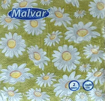 Malvar Chamomile Flowers 2-Ply Napkins, 30 x 30 cm, 20 pcs