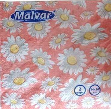 Malvar Chamomile Flowers 2-Ply Napkins, 30 x 30 cm, 20 pcs - Image 2