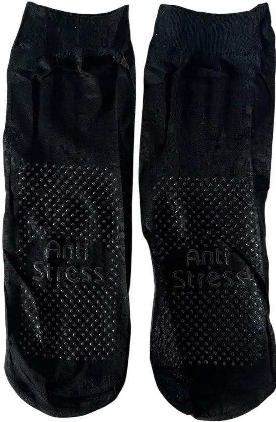 Women's Black Nylon Socks with Dots
