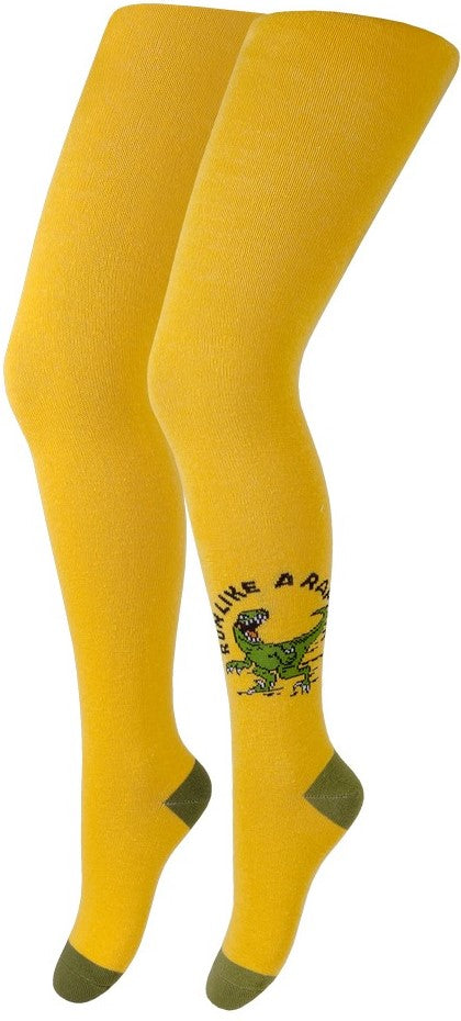Duna 5420 Kids' Spring/Fall Tights, 122-128 cm, Yellow with Print