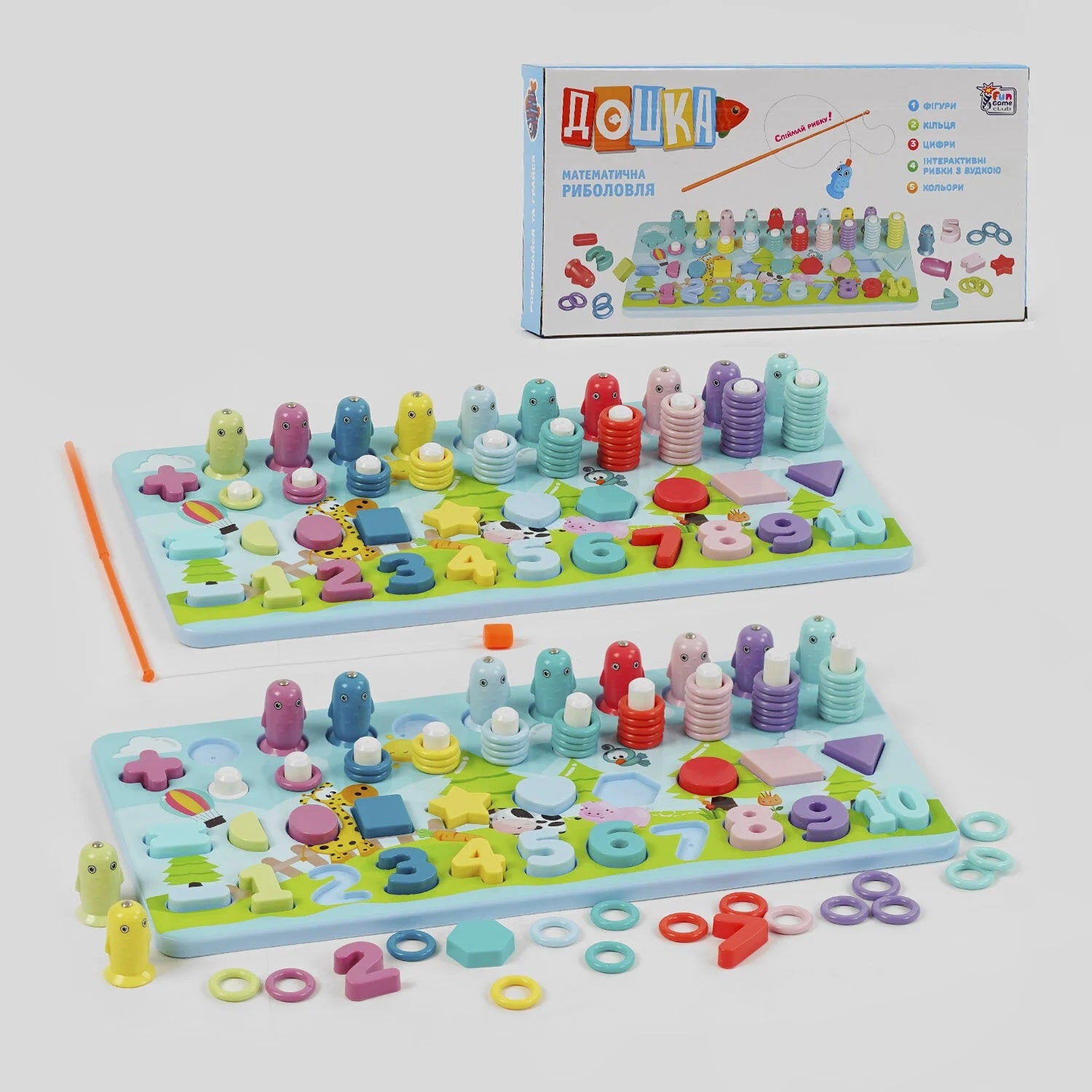 4 Fun Game Club 90135 5-in-1 Math Fishing Board