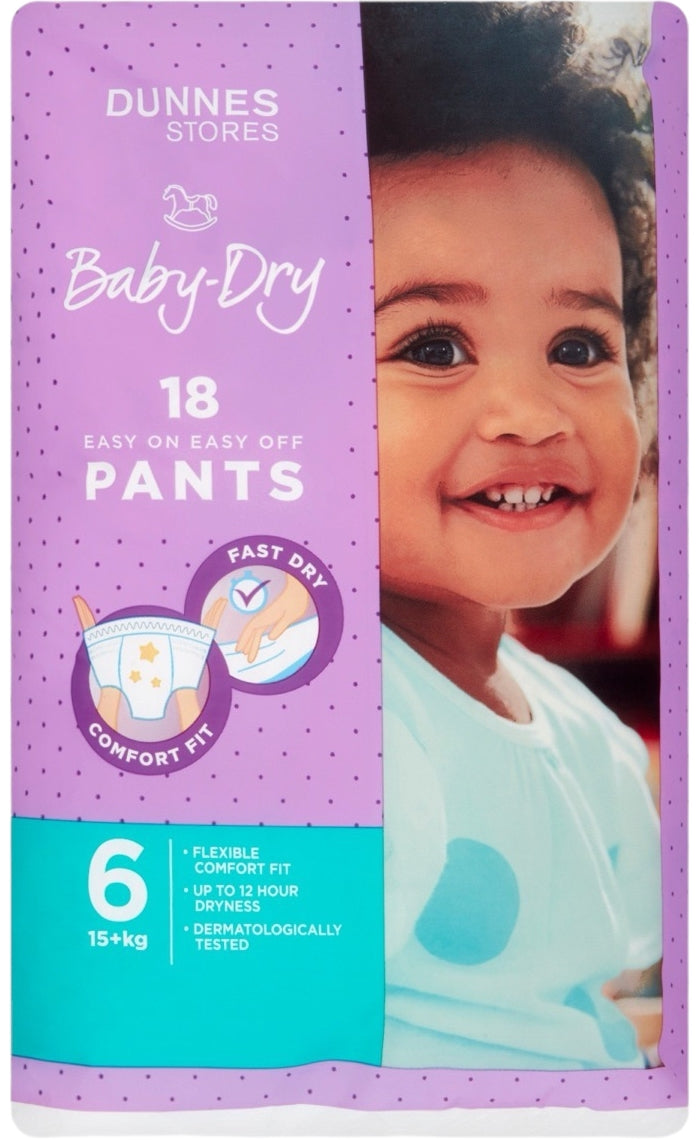 Dunnes Stores Size 6 Baby Pull-Up Diaper Pants, 15+ kg, 18 pcs