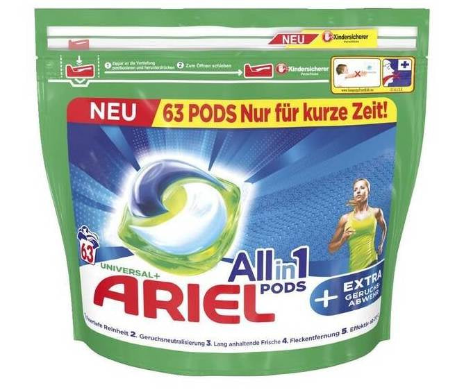 Ariel All-in-1 Universal Laundry Detergent Pods, 63 pcs