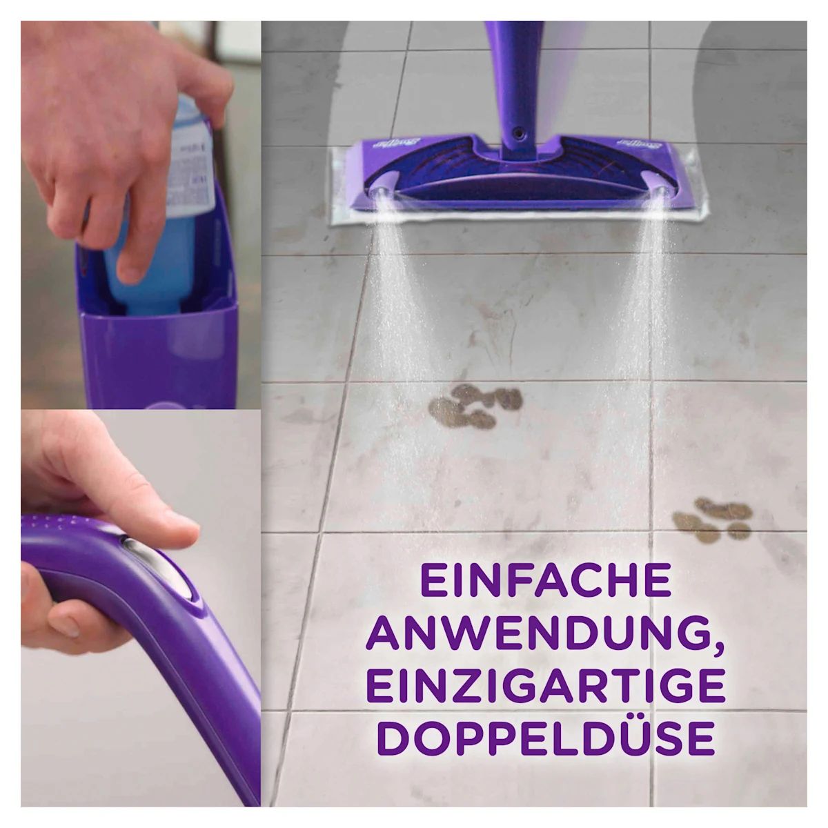 Swiffer WetJet Starter Cleaning Set with Mop, 5 Pads, Cleaning Solution Bottle & 2 Batteries - Image 3