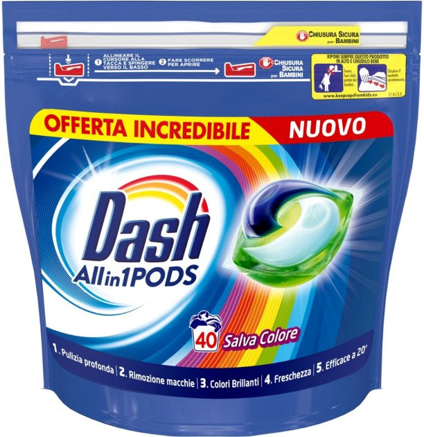 Dash Salva Colore Laundry Detergent Pods, 40 pcs, 1 pcs, Priced per Piece