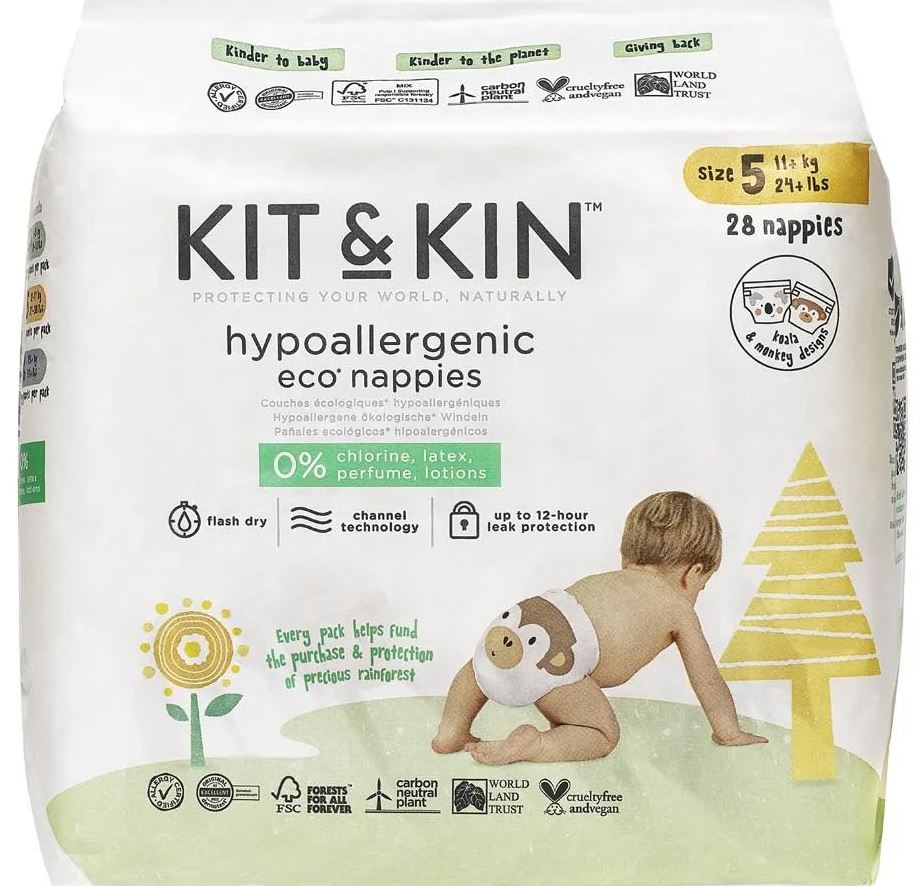 Kit & Kin Baby Diapers, Size 5, 28 pcs, 11+ kg