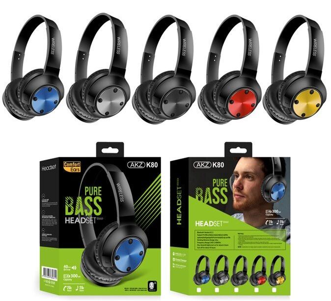 C64083 Bluetooth Headphones with Memory Card, Radio, AUX Slot & 200 mAh Battery