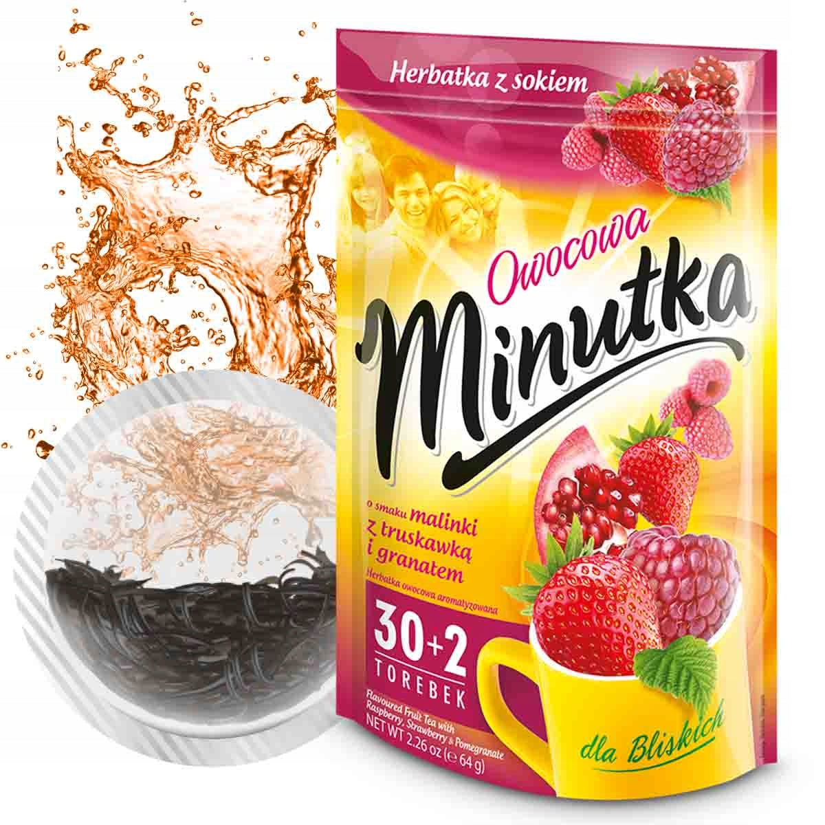 Minutka Raspberry, Strawberry & Pomegranate Tea, 32 Bags, 64 g - Image 3