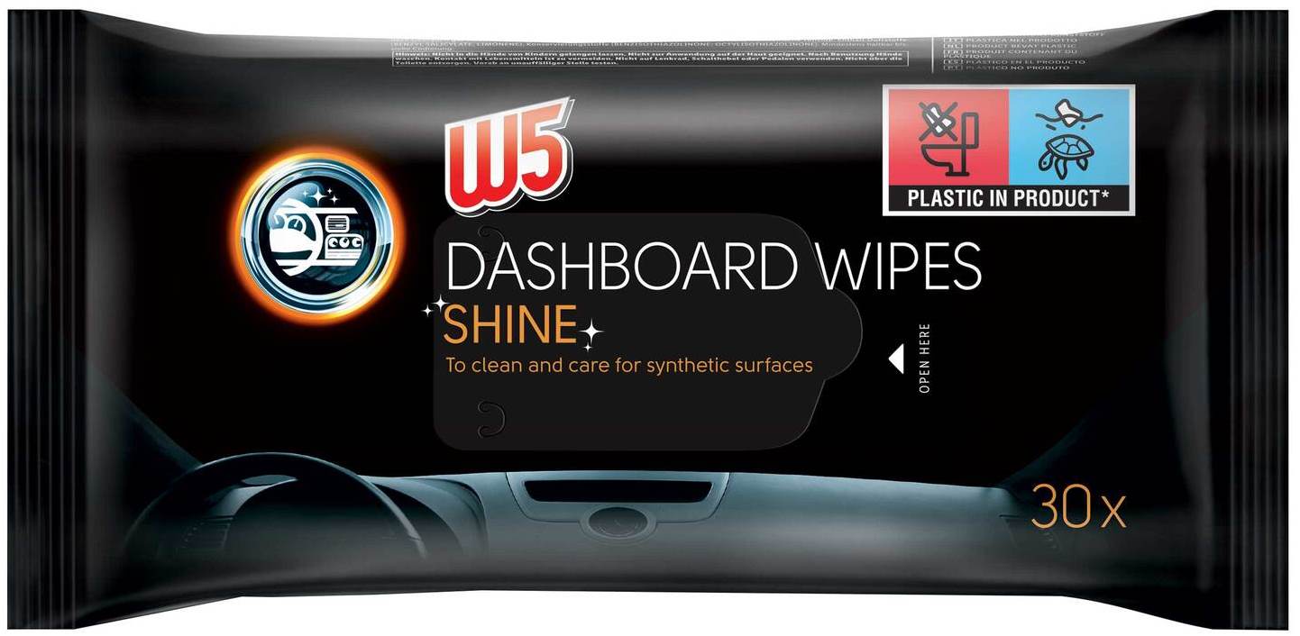W5 Dashboard Wipes Shine Car Interior Wet Wipes, 30 pcs