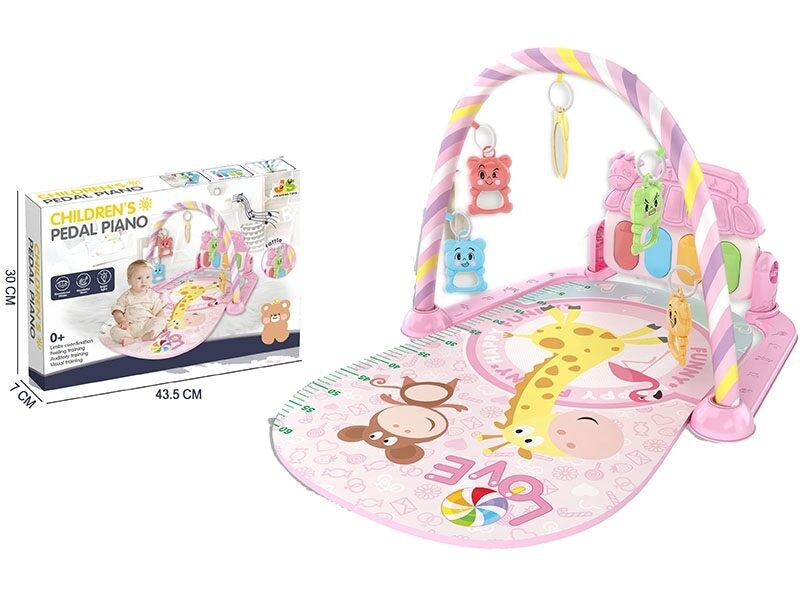 518 A24 Baby Play Mat with 5 Hanging Toys, Piano, Sound, Light & Height Chart