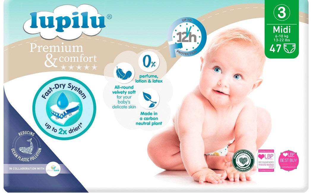 Lupilu Premium & Comfort 3 Baby Diapers, 47 pcs, 6-10 kg