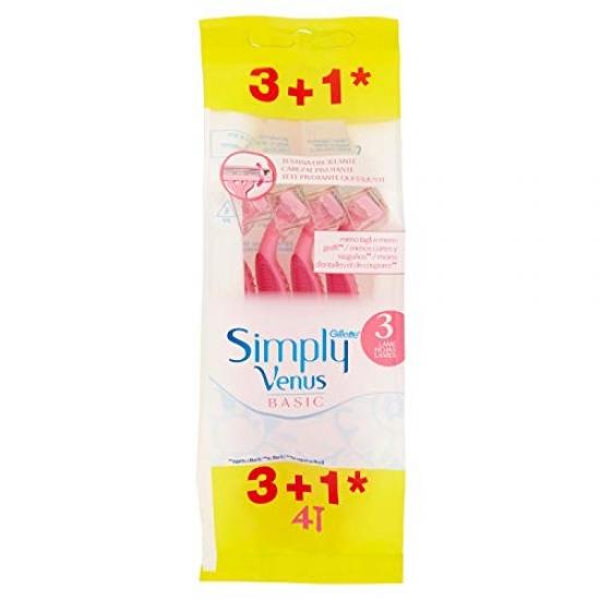 Gillette Venus 3 Simply Basic Women's Razors, 3 + 1 pcs